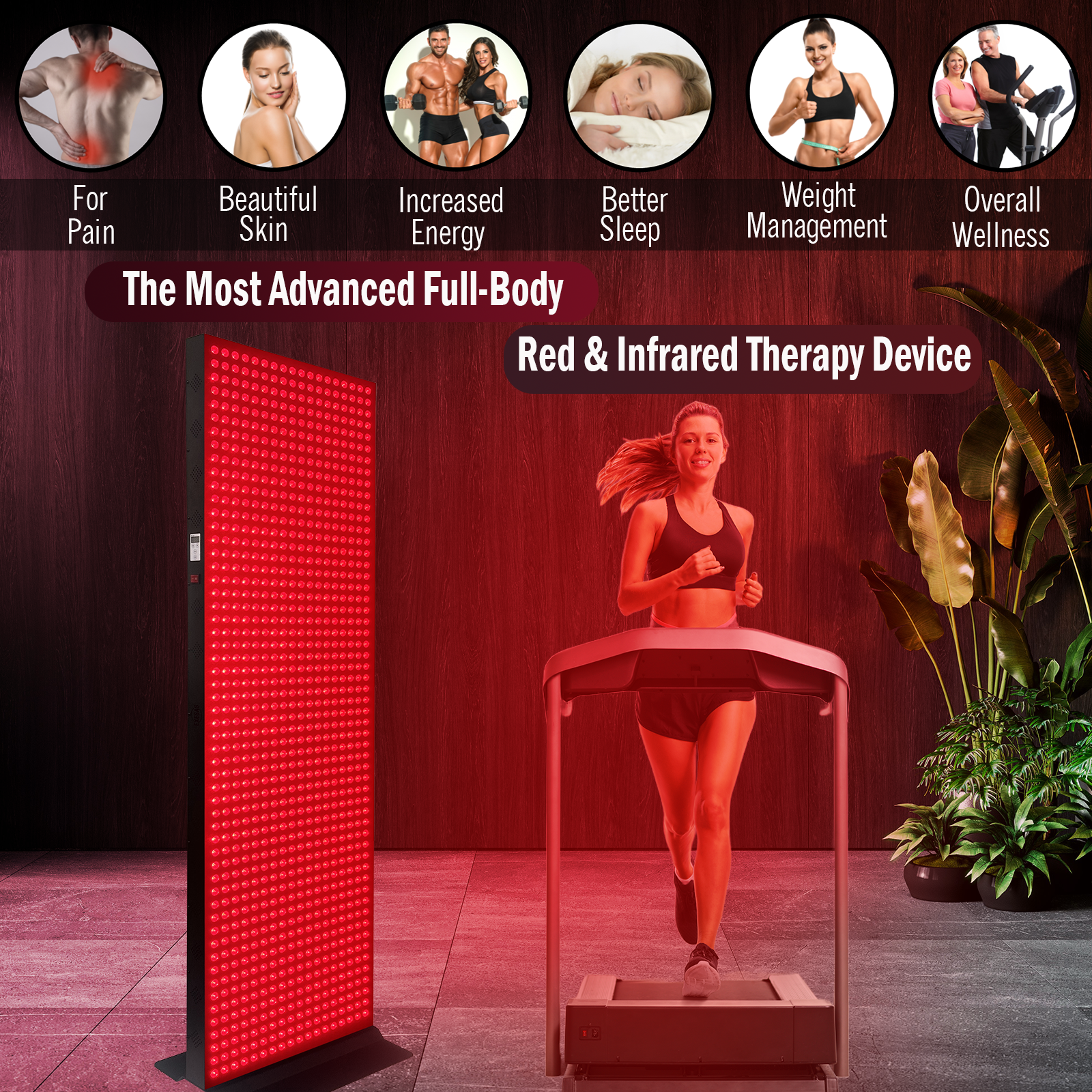 EXESAS    1008 LED, 5040W Dual-Chip, Red Light Therapy Device for Full Body, 4-Wavelengths Infrared LED Panel for Skin, Weight, Pain, Wellness